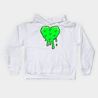 Green Melting Acid Heart Kids Hoodie